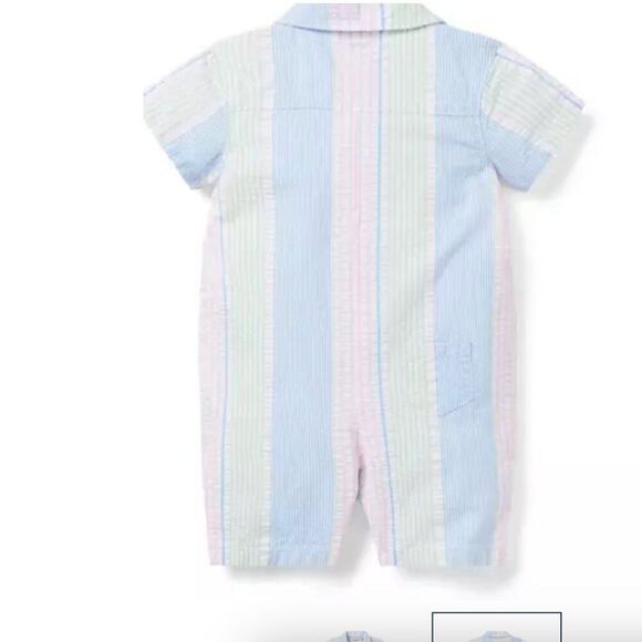 Janie and Jack 100048695 Baby Striped Seersucker Romper size 0-3 months NWT - Picture 3 of 9